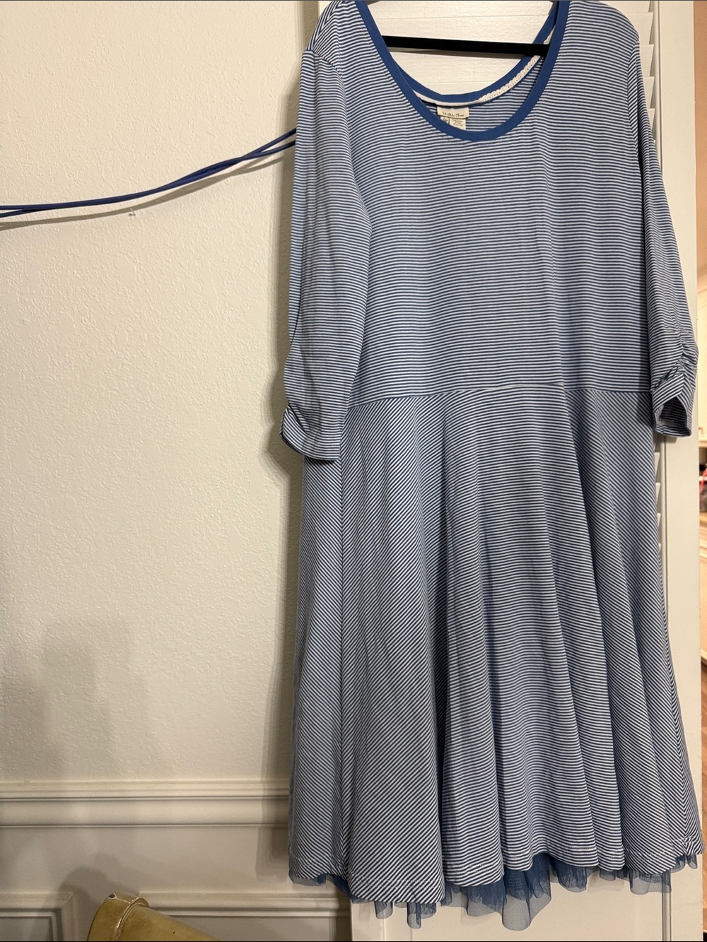 Matilda Jane Blue & White Striped Scoop Dress with Contrast Trim